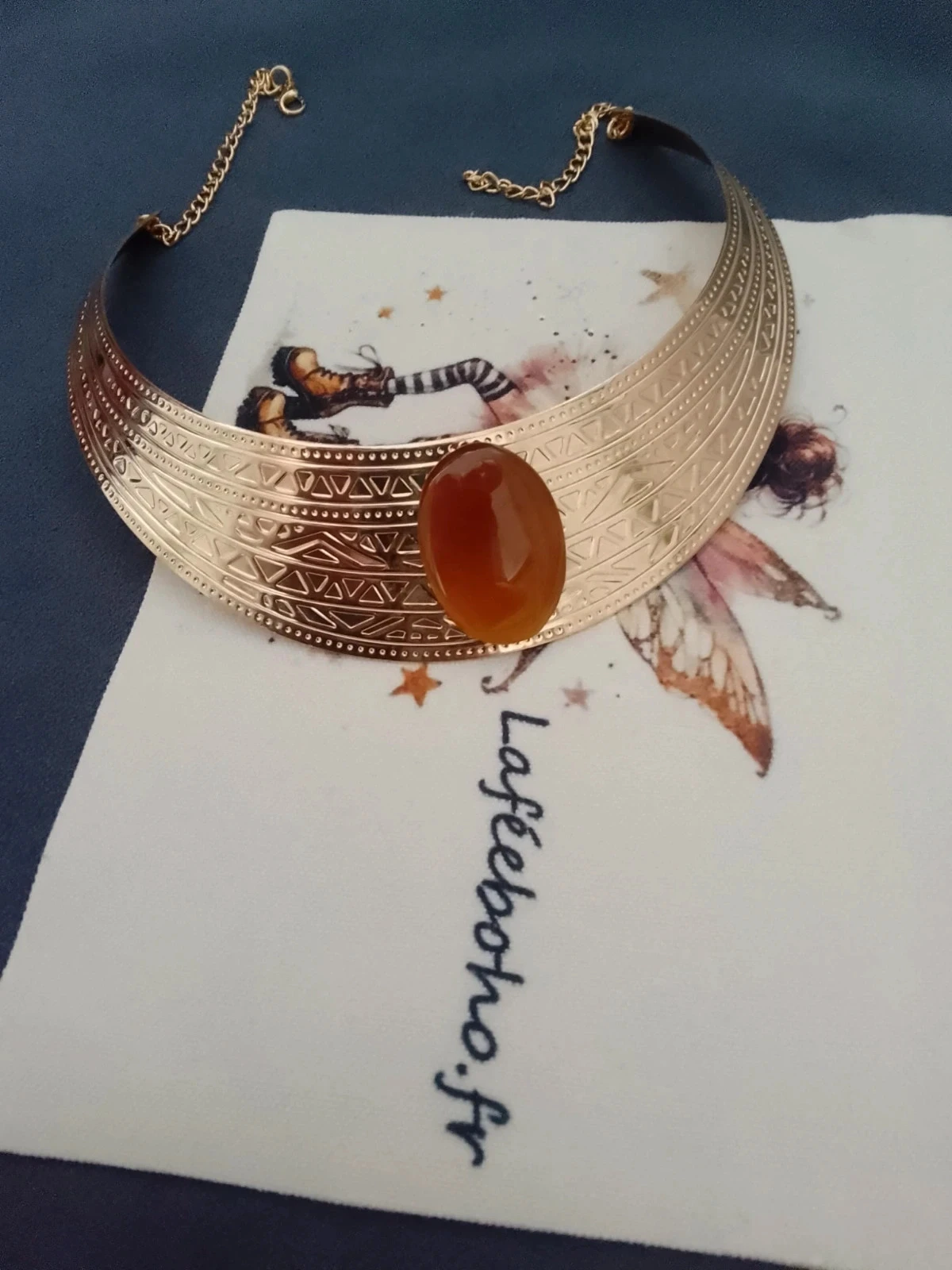 Collier torque pierre naturelle de cornaline